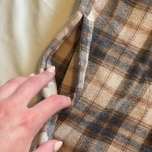 Democracy Checkered Flannel Shirt With Raw Hem and Pockets